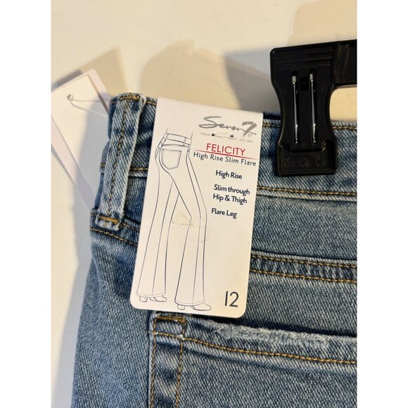 Seven7 Felicity High Rise Slim Flare Jeans Women's 12 Light Wash Stretch Denim - Picture 6 of 13